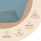 Crane Baby Soft Cotton Fitted Sheet for Cribs and Nurseries, Riverstone Blue, 28”w x 52”h x 9”d