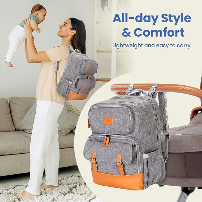 PILLANI Baby Diaper Bag Backpack - Large Bag for Boys & Girls, Waterproof Diaper Backpack - Travel Diaper Bags w/Changing Pad, Baby Registry Search & Shower Gifts - Essentials Must Haves Newborn Stuff