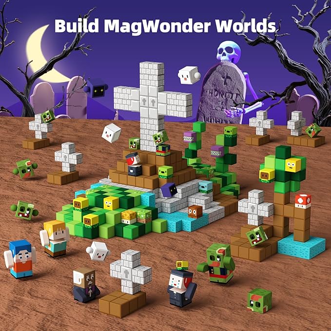 GobiDex Magnetic Blocks Kids Toys for Boys Girls 3+, Build MagWonder World with Zomblock Magnets Cubes, Upgraded STEM Game-Based Building Sensory Gift for Birthday