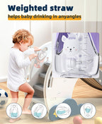 Bunnytoo Baby Sippy Cup with Weighted Straw for Infants 6-12 Months, 8oz Toddler Drinking with Handles, BPA-Free, Transition Trainer for 1+ Year Old (Purple)