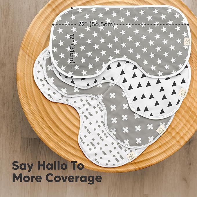 KeaBabies 4-Pack Baby Burp Cloths Baby Girl, Boy - Organic Cotton Burp Cloth, Extra Large, Absorbent, Soft Burping Cloths & Bibs Set for Babies, Newborn Burp Clothes, Thick Burp Rags (Grayscape)