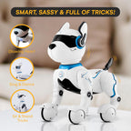 Top Race Rechargeable Robot Dog- Interactive Smart Robo Dog for Kids Ages 5-7 - Programmable with Remote Control, Voice and Touch Features - Realistic Actions and Perform Tricks - 4x5x6 Inches (White)