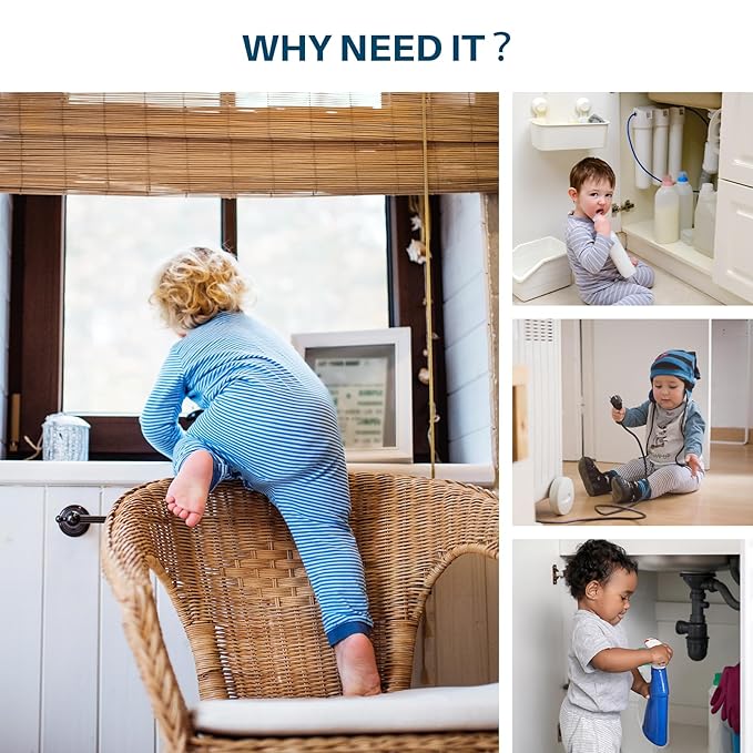 Inaya Baby Proofing Door Knob Cover (4 Pack) - Prevent Children from Opening Doors, Fit Most Round Knobs - Door Knob Safety Cover for Kids, Child Proof Door Lock, Child Proof Door Locks - Clear