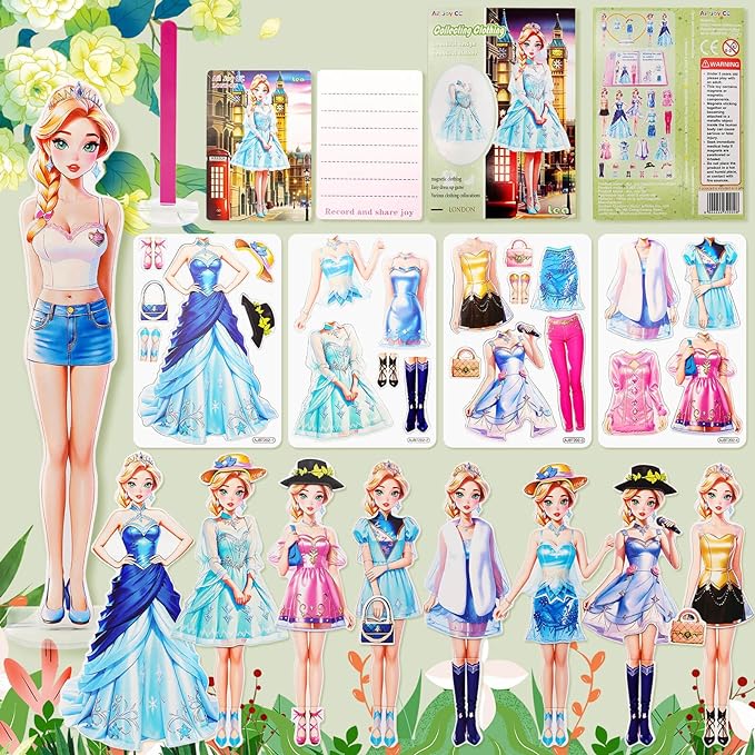 Magnetic Dress Up Dolls, Magnetic Princess Dress Up Paper Dolls, Magnetic Dress Up Dolls for Girls Ages 4-10 Learning Created Imagine Set Birthday Gift (Lea)