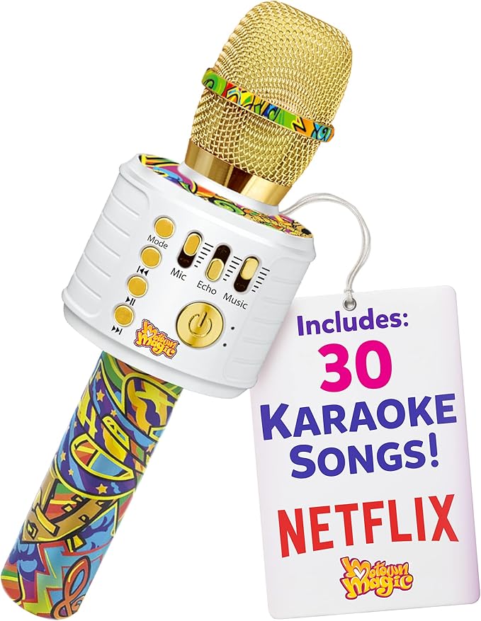 Move2Play, Kids Karaoke Microphone | Includes Bluetooth & Pre-Loaded Songs | Birthday Girls Present for All Ages, 2, 3, 4, 5+ Year Old Girls, Boys & Toddlers (Graffiti)