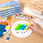 12 Pack 8x10” Canvas Boards and Round Canvas for Painting, Couple Painting Kit with Wood Easel, Acrylic Paint, Paint Brushes Set for Kids Teenagers Adults Date Night Sip and Paint Party