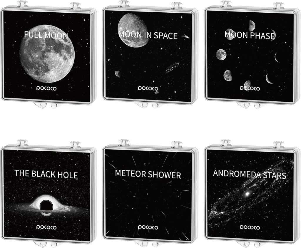 POCOCO Moon and Stars Series Galaxy Star Projector Night Light Discs: Realistic Galaxy Patterns, 5K Ultra HD, 96% Light Transmission, High Brightness - 6-Piece Pack (Projector Not Included)