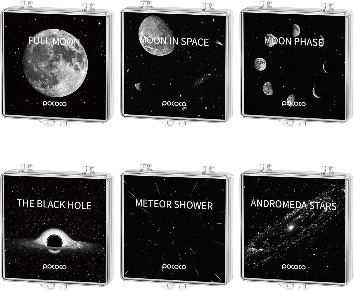POCOCO Moon and Stars Series Galaxy Star Projector Night Light Discs: Realistic Galaxy Patterns, 5K Ultra HD, 96% Light Transmission, High Brightness - 6-Piece Pack (Projector Not Included)
