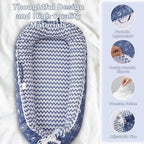 Baby Lounger - Infant Lounger for Newborn 0-24 Months, Breathable & Soft Baby Lounger Cover, Portable Infant Lounger for Home and Travel, Babies Essentials Gifts - Blue