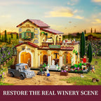 Farm Vineyard-Estate Lighting Building-Bricks-Set - 2800 Pcs Winery Chateau House Collection LED Light Wine Cottage Model Display Set for Adults and Farm Series Building Collectors