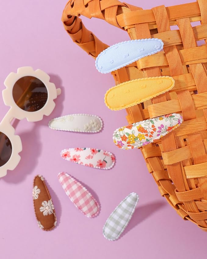 doboi 40Pcs Toddler Hair Clips Hair Barrettes Baby Girl Bows Floral Print Non Slip Snap Hairpins Flower Accessories for Baby Toddler Girls Kids