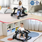 BABY JOY 4-in-1 Baby Walker, Foldable Activity Walker with Adjustable Height & Speed, Music, Lights, Anti-Rollover, Toddler Push Walker, Baby Walker with Wheels for Boys Girls 6-18 Months (Black)