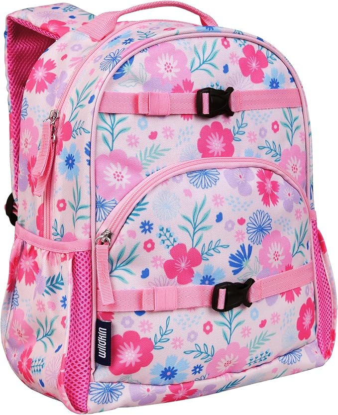 Wildkin ECO rPET 15-inch Kids Backpack – Sustainable, Padded, Adjustable – Pink Floral