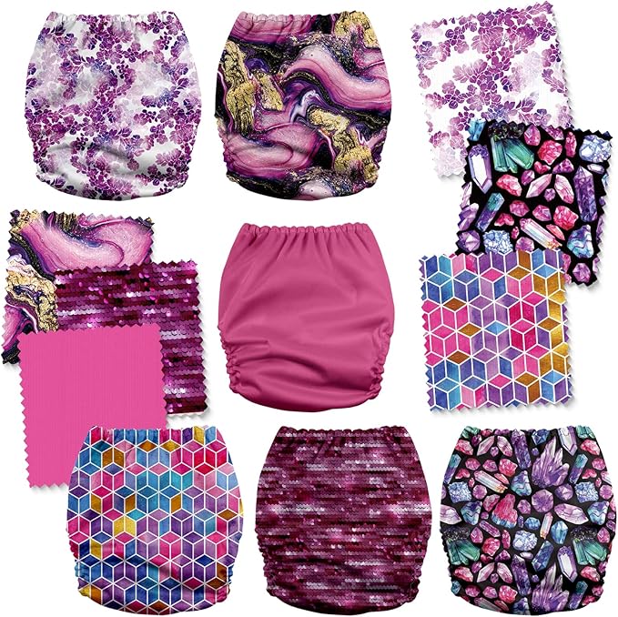 Mama Koala 3.0 Cloth Diapers for Babies, 6 Pack One Size Washable and Reusable Pocket Diapers for Newborns and Toddlers (Purple One)