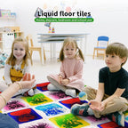 LONGKING 6 Pack 12" X 12" Sensory Tiles for Activity Play Centers for Children, Liquid Floor Tiles, Autism Sensory Poducts