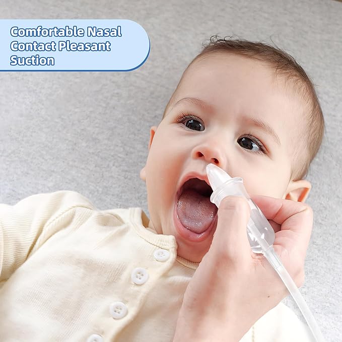 Baby Nasal Aspirator, Powerful Hand Pump Baby Nose Sucker, Nasal Aspirator for Baby with Soft Silicone Nose Tip for Fast and Effective Relief of Nasal Congestion in Infant.