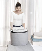 OrganiHaus Woven Laundry Basket, Large Cotton Rope Blanket Holder with Handles, Soft & Sturdy Nursery Hamper, Decorative Toy Bin for Living Room Organization 20x13 inches - Gray