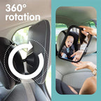 Onco Baby Car Mirror Rear Facing (2 Pack) - 100% Shatterproof & Shakeproof, Award-Winning Convex Car Mirror for Baby with 360° Rotation, Newborn Essentials (9.6 x 6.9 in)