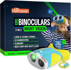 Night Vision Binoculars for Kids & Toddlers, Birthday Gift Ideas, Outdoor Exploration Toys, Binocular + Flash Light & Face Comfort Rubber, Educational STEM Gifts for Boys & Girls Ages 3 4 5 6 Year Old