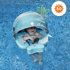 Mambobaby Float with Removable UPF50+ UV Sun Protection Canopy, Infant Pool Float Swimming Float with Tail & Adjustable Safety Seat, Baby Floats for Pool Bathtub (Narwhal Green-K03NGCTLURBKMF01K03)
