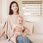 Konssy Nursing Cover for Breastfeeding, Soft & Breathable Privacy Poncho, Multi-Use Feeding Shawl, Comfortable & Portable Breastfeeding Cover for Women (Beige)