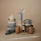 mushie Silicone Snack Cup | Spill Proof Food Container for Toddler and Baby (Stone)