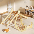 BlueWood 2025 8-in-1 Pikler Triangle Climbing Set Toddler Toys Indoor Baby Jungle Gym Climber Playground for Kids - Natural Wood