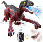 Eulogia Dinosaur Toy, RC Dinosaur Car with 2-in-1 Remote, Gesture-Sensing Forward Backward Dino, Features Spray & Sounds & Lights, One-Key Demo Car, 4-12 Boys Grils Gift for Birthday Christmas Party