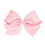 Wee Ones Girls' Plain Wrap Classic Grosgrain Hair Bows on a WeeStay No-Slip Hair Clip, Handmade, King, Light Pink