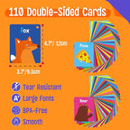 110 PCS Early Learning Flashcards, Double Sided Cards- Alphabet, Numbers, Foods, Animals, Shapes, Colors, Home Object with 4 Reclosable Rings, Learning Tool for Pre-K Kindergarten Toddlers