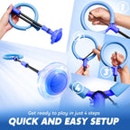 JOYIN Blue Ankle Skip Ball with Flashing Lights, Toy for Kids Indoor & Outdoor, Flashing Swing Ball Foldable Sports Toy, Birthday Gifts for Kids 3 4 5 +