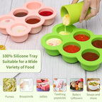 6x3oz Baby Food Freezer Tray with Clip on Lid Bright Green | Leakproof Freezer Molds Silicone Storage Container for Purees Fruits Vegetables