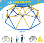 Climbing Dome, 6FT Geometric Dome Climber for Kids, Kids Indoor Outdoor Jungle Gym Supports 600lbs, Easy Assembly Playground Jungle Gym Backyard Play Equipment, Yellow+Blue