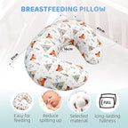 LAT Nursing Pillow for Breastfeeding,100% Cotton Removable Cover,Ergonomic Breast Feeding Pillows for Mom and Baby,Machine Washable(Orange Fox)
