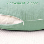 Hooyax Muslin Nursing Pillow Covers 2 Pack, Soft and Breathable Nursing Covers for Breastfeeding Pillows, Adorable Infant Feeding Pillow slipcover for Baby Boy and Girls (Green Gray)