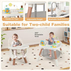 BABY JOY 16 in 1 High Chair, Convertible Baby Highchair for Babies and Toddlers with Activity Center, Booster Seat, Building Block Table, Toddler Chair with Safety Harness, Removable Tray (White)