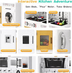 soges Kids Kitchen Playset with Lights & Sounds - 31" H Interactive Pretend Play Toy with Storage Cabinet, Stainless Steel Cookware, Eco-Friendly Design, for Toddlers Ages 3 Years and Over