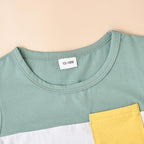 Baby Boy Clothes Toddler Boy Summer Outfits Short Sleeve Patchwork Top T-shirt & Pocket Pant Set 2 Piece 12 Months-4T