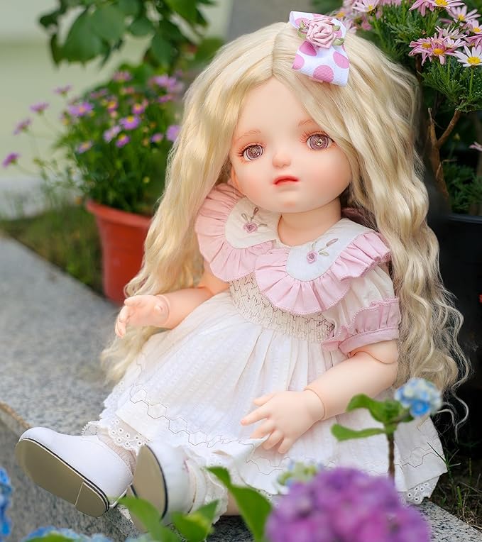 BJD Dolls, 1/4 Ball Jointed Doll Fullset with 15 Articulated Joints and Adjustable Glass Eyes, 20 Inch (50cm) Full Vinyl Girl, Collectible Reborn-Style Doll for Ages 14+, Gift Box Packaging