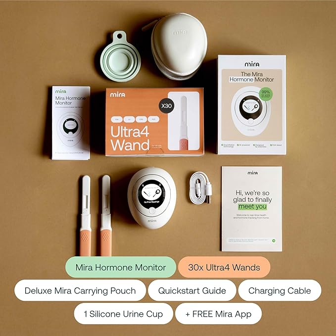Mira Ultra4 Fertility Monitor & Ovulation Test Kit, Track 4 Key Fertility Hormones LH, PdG, E3G, and FSH for Family Planning & Pregnancy, Digital Results at Home with the Analyzer + Mira App, 30 Tests