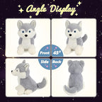 Hopearl LED Plush Husky Lighting Up Stuffed Animal Dog Floppy Puppy Night Lights Glow in The Dark Birthday Festival for Kids Toddlers Boys Girls, Gray, 12''