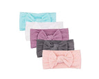 Parker Baby Cable Knit Nylon Headbands 5 Pack | Soft, Stretchy & Comfortable Bows for Girls | Adjustable, Soft to Touch & Knotted Headbands for Baby Girls | Baby Headwraps for Girls | Multiple Colors