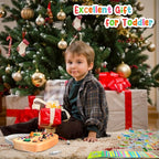 Montessori Busy Board for Baby, Busy Board for Toddlers Toys, Wooden Autism Sensory Toys with Animal Cards, Dinosaur Stickers, Toddler Educational Activity Travel Toys for Boys and Girls 1+