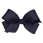 Wee Ones Baby Girls' Mini Classic Grosgrain Hair Bow on a WeeStay Clip w/Plain Wrap Center - Navy,One Size