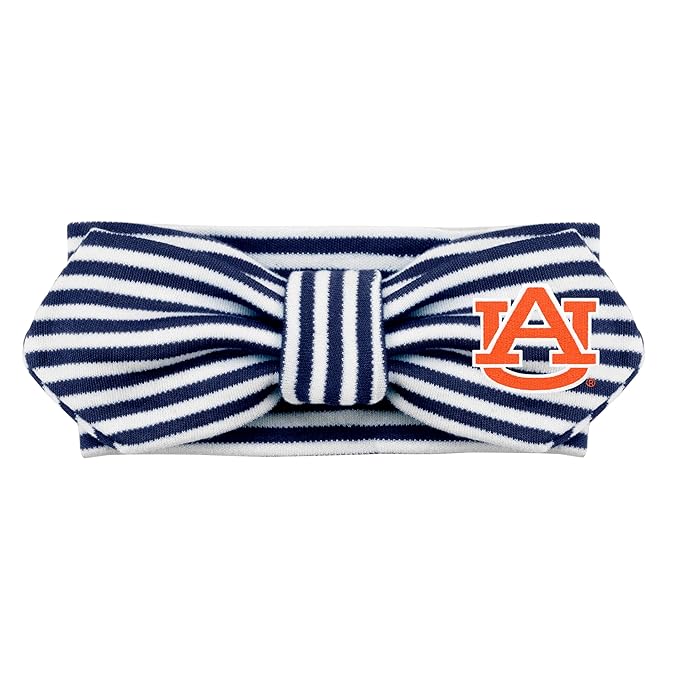 Creative Knitwear Auburn Tigers Infant Girls Navy/White Striped Hair Knot Headband Embroidered Logo - Size Newborn - 4T