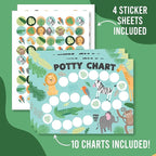 Hadley Designs Potty Training Chart for Toddlers Boys -10 Sticker Potty Chart for Toddlers Girls, 8.5x11" Potty Training Sticker Charts for Toilet Success, Safari Toddler Reward Chart for Kids
