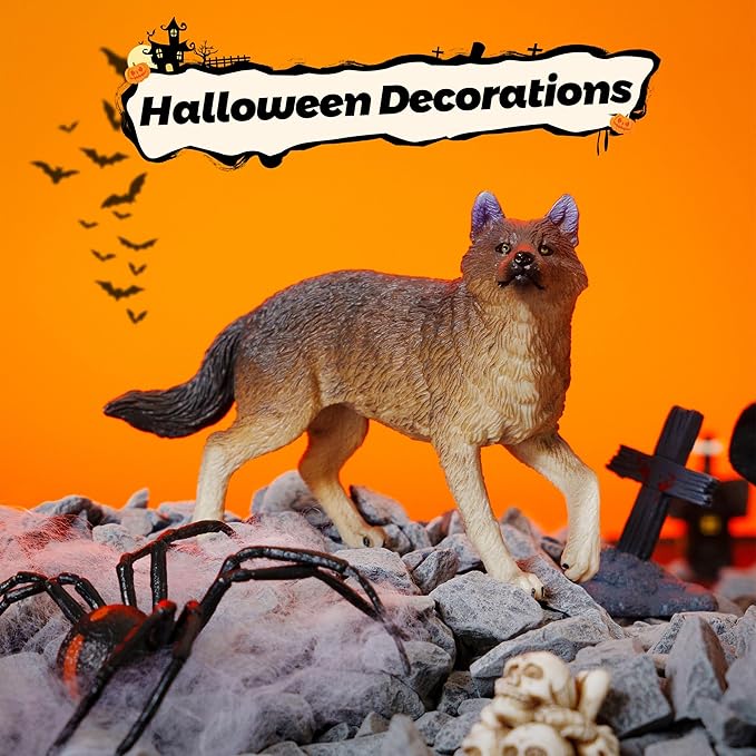 Toymany 8PCS Wolf Figures Forest Animals Toy Figurines - Plastic Jungle Zoo Animal Figurines for Kids Boys Girls Age 3-5 6-12