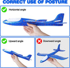 CUKU 4 Pack LED Light Airplane Toys-17.5" Large Throwing Foam Plane-2 Flight Modes Glider Plane-Outdoor Flying Toys for Kids-Flying Toys Gift for Boys Girls 3 4 5 6 7 8 9 Years Old