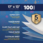 100 Pack Disposable Baby Changing Pads 17 X 13 Inches, Super Absorbent Incontinence Underpads, Waterproof Potty Training, Diaper Liners