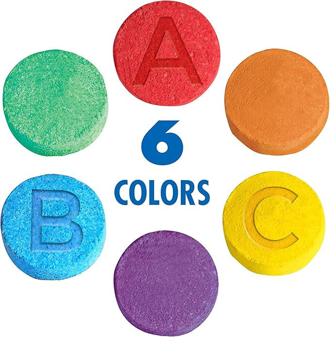 Mr. Bubble Fizzy Tub Colors Bath Water Coloring Tabelets, 6 Bright Colors, Red, Orange, Yellow, Purple, Blue and Green, Fragrance Free, Cap Makes Colorful Waterfall (3 Jars, 150 Tablets Each)